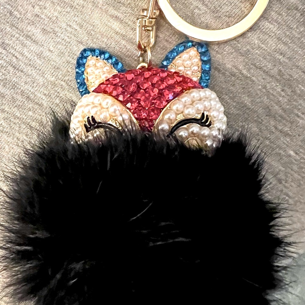 CUTE FUR/ CRYSTAL FOX KEY CHAIN/PURSE CHARM